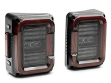 Load image into Gallery viewer, Raxiom 07-18 Jeep Wrangler JK Axial Series LED Halo Tail Lights- Black Housing (Dark Smoked Lens) - Side View