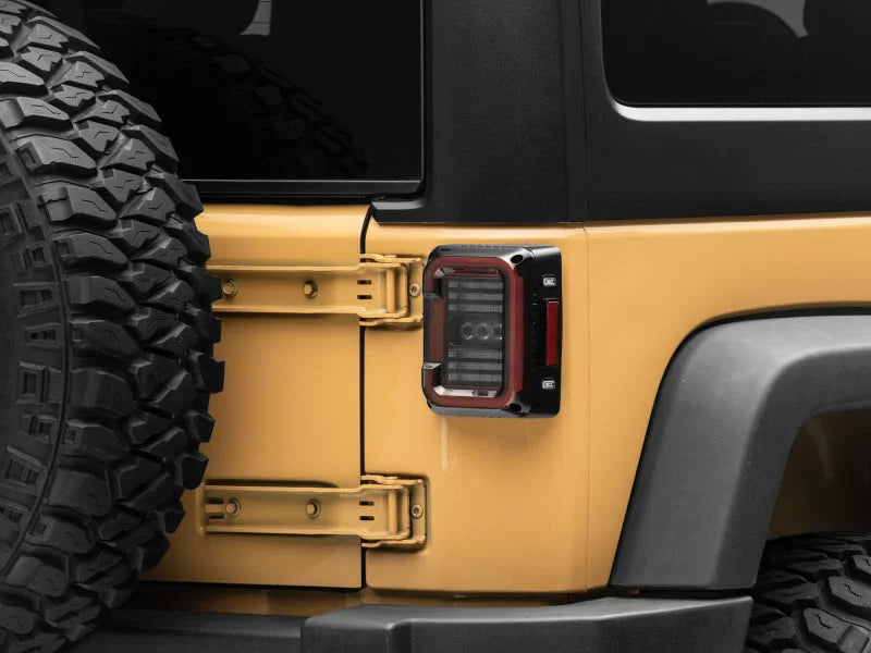 Raxiom 07-18 Jeep Wrangler JK Axial Series LED Halo Tail Lights- Black Housing (Dark Smoked Lens) - Additional View 11
