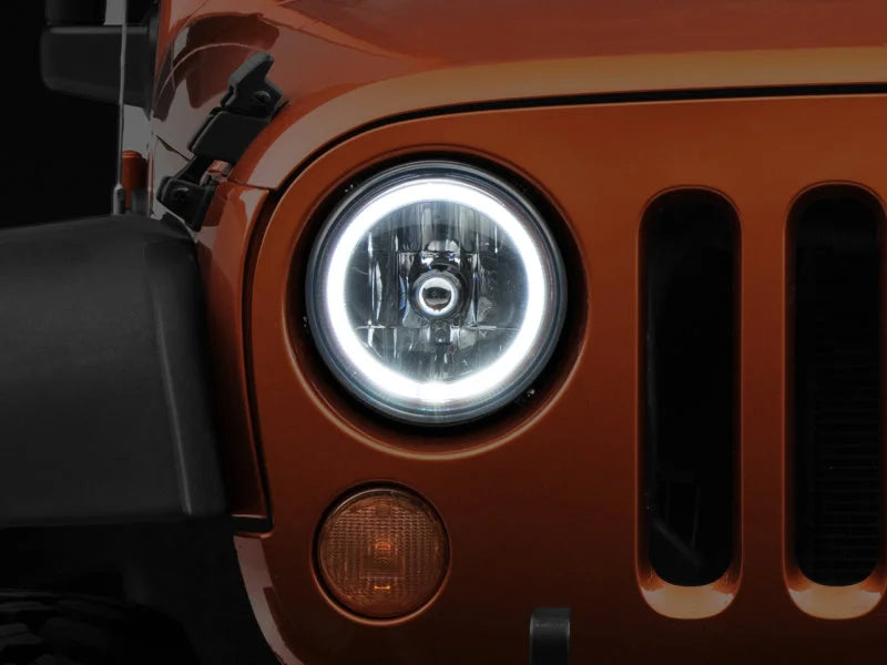 Raxiom 07-18 Jeep Wrangler JK LED Halo Headlights- Chrome Housing (Clear Lens) - Installation View