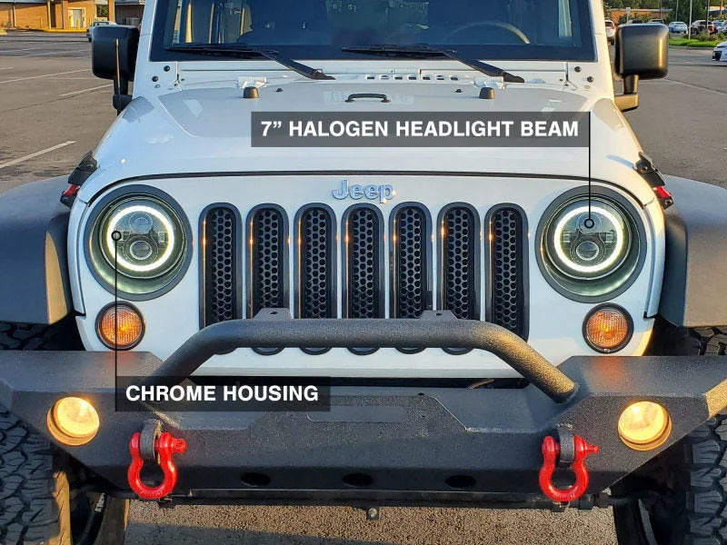 Raxiom 07-18 Jeep Wrangler JK LED Halo Headlights- Chrome Housing (Clear Lens) - Additional View 7