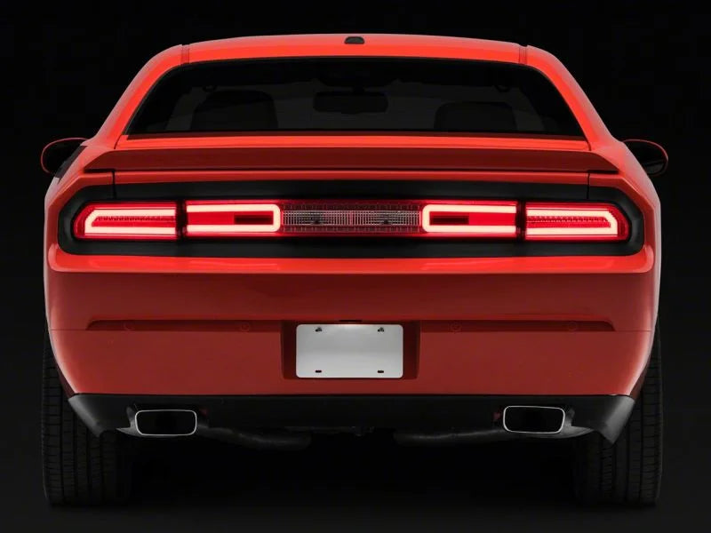 Raxiom 08-14 Dodge Challenger LED Tail Lights- Chrome Housing - Red/Clear Lens - Side View