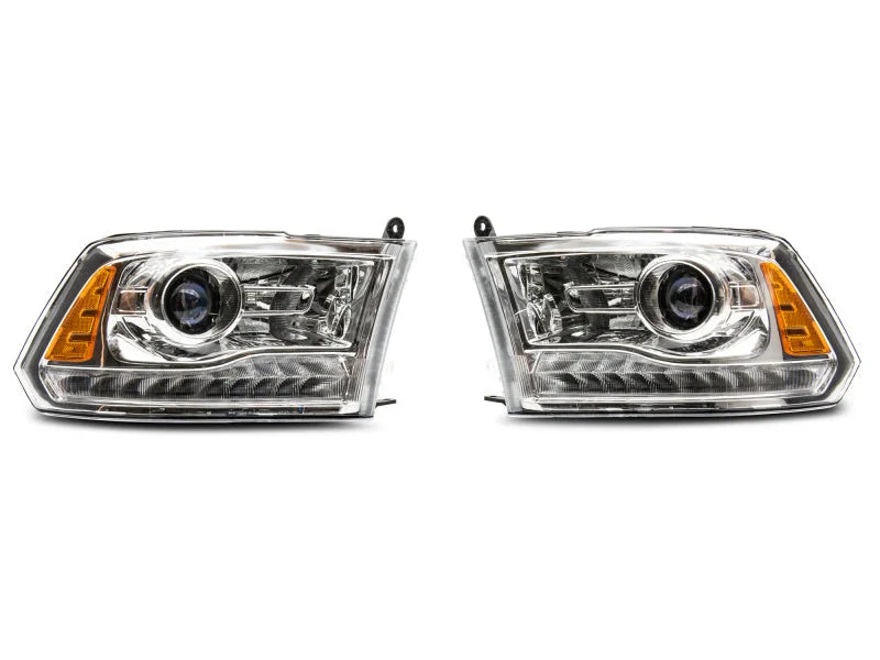 Raxiom 09-18 Dodge RAM 1500 LED Halo Headlights w/ Swtchbck Turn Signals- Chrome Hsng (Clear Lens) - Side View