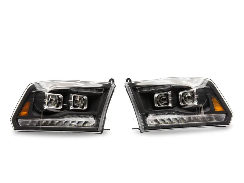 Raxiom 09-18 RAM 1500 LED Projector Headlights w/ Switchback Turn Signals- Blk Housing (Clear Lens) - Back View