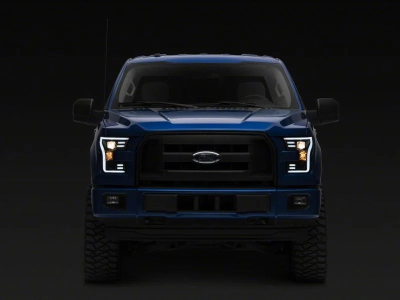 Raxiom 15-17 Ford F-150 G3 Projector Headlights w/ LED Accent- Blk Housing (Clear Lens) - Side View