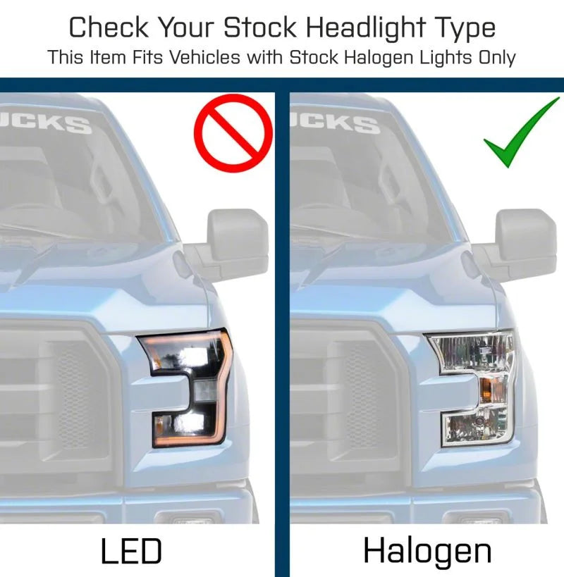 Raxiom 15-17 Ford F-150 G3 Projector Headlights w/ LED Accent- Blk Housing (Clear Lens) - Back View