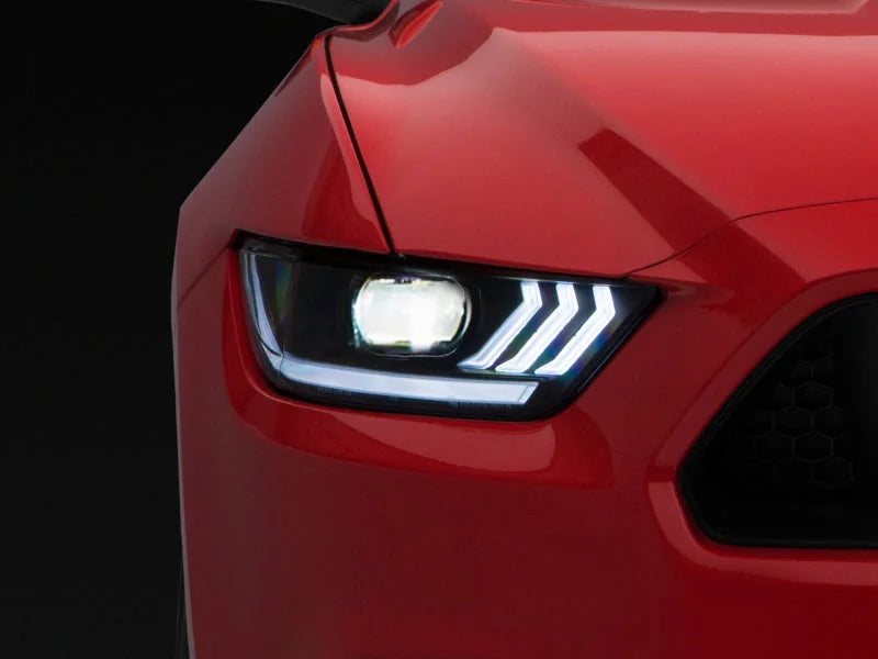Raxiom 15-17 Ford Mustang Projector Headlights OEM HID Bulbs- Black Housing (Clear Lens) - Main Product View