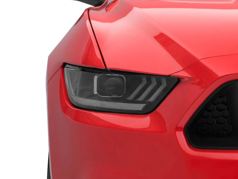 Raxiom 15-17 Ford Mustang Projector Headlights OEM HID Bulbs- Black Housing (Clear Lens) - Side View