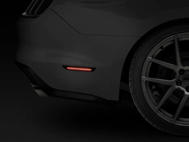 Raxiom 15-22 Ford Mustang Axial Series LED Side Marker Lights Rear (Smoked) - Main Product View