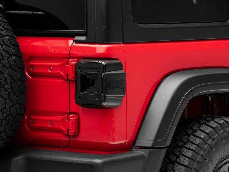 Raxiom 18-22 Jeep Wrangler JL Axial Series Plateau LED Tail Lights- Black Housing (Smoked Lens) - Side View