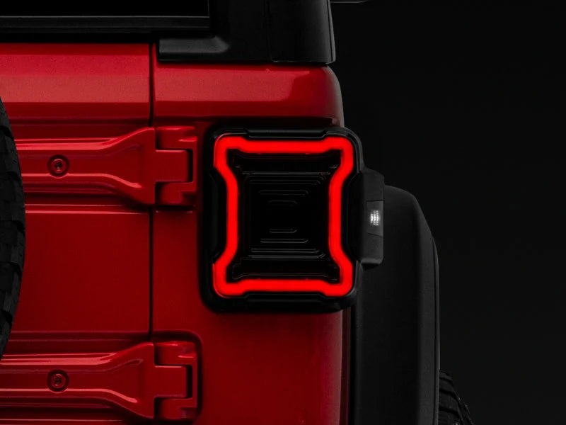 Raxiom 18-22 Jeep Wrangler JL Axial Series Plateau LED Tail Lights- Black Housing (Smoked Lens) - Back View