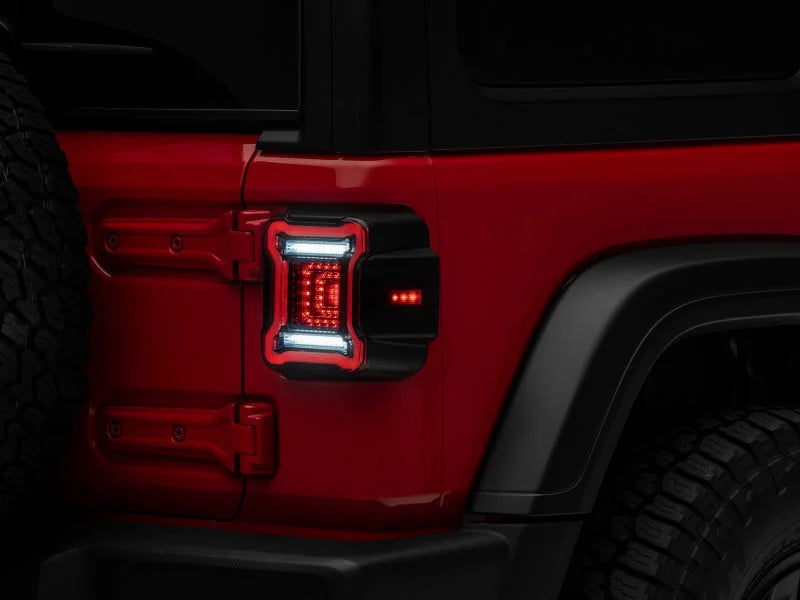 Raxiom 18-22 Jeep Wrangler JL Axial Series Plateau LED Tail Lights- Black Housing (Smoked Lens) - Additional View 5