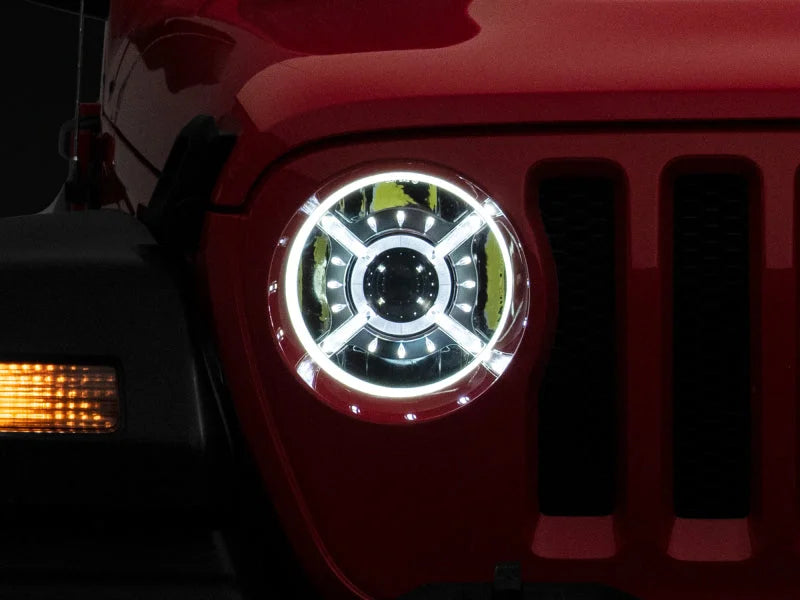 Raxiom 18-22 Jeep Wrangler JL/ JT 9-Inch LED Headlights w/ DRL and Halo- Black Housing (Clear Lens) - Additional View 10