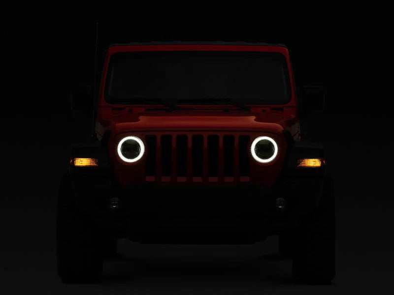 Raxiom 18-22 Jeep Wrangler JL/JT Axial Series LED Headlights- Black Housing (Clear Lens) - Back View