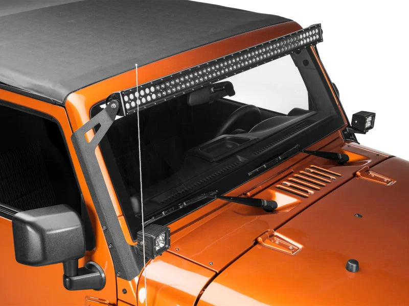 Raxiom 50-Inch LED Light Bar Windshield Mount w/ Auxiliary Bracket fits 2007-2018 Jeep Wrangler / Wrangler JK - Additional...