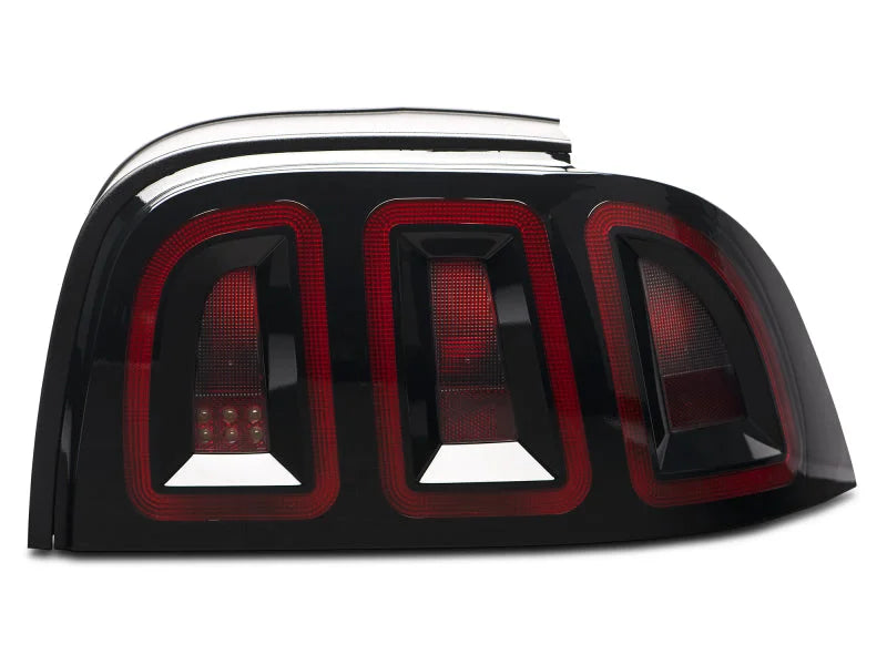 Raxiom 96-98 Ford Mustang Icon LED Tail Lights- Black Housing (Smoked Lens) - Side View