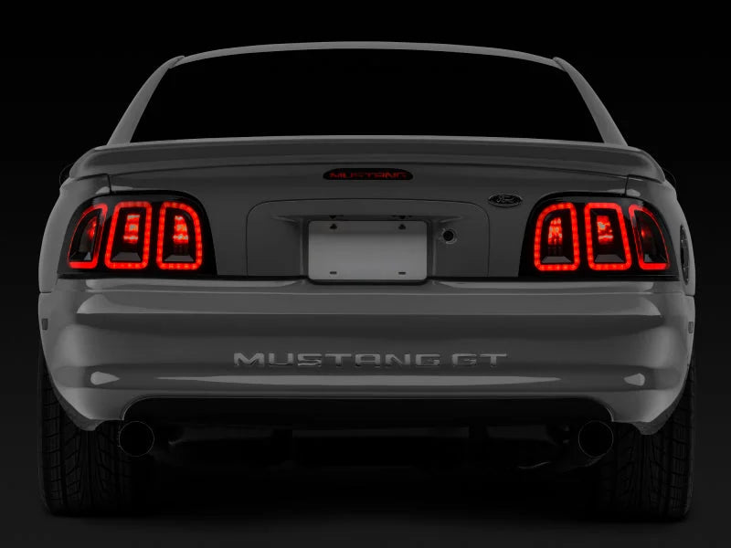 Raxiom 96-98 Ford Mustang Icon LED Tail Lights- Black Housing (Smoked Lens) - Back View