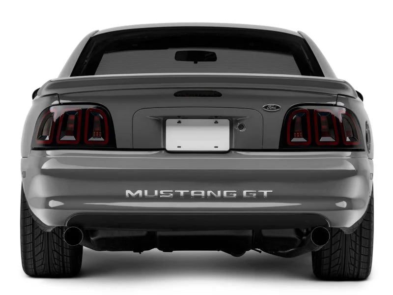 Raxiom 96-98 Ford Mustang Icon LED Tail Lights- Black Housing (Smoked Lens) - Installation View