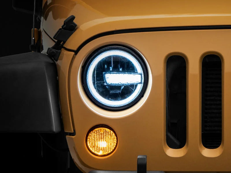 Raxiom 97-18 Jeep Wrangler TJ/JK 7-Inch LED Headlights w/ Halos- Black Housing (Clear Lens) - Additional View 8