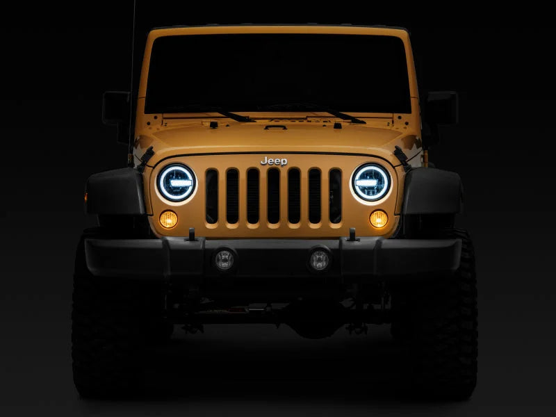 Raxiom 97-18 Jeep Wrangler TJ/JK 7-Inch LED Headlights w/ Halos- Black Housing (Clear Lens) - Additional View 9