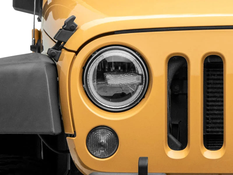 Raxiom 97-18 Jeep Wrangler TJ/JK 7-Inch LED Headlights w/ Halos- Black Housing (Clear Lens) - Additional View 10