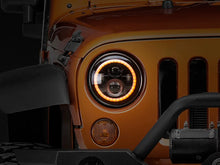 Load image into Gallery viewer, Raxiom 97-18 Jeep Wrangler TJ/JK Axial Halo Headlights w/ DRL Amber Signals- Blk Hsng (Clear Lens) - Side View