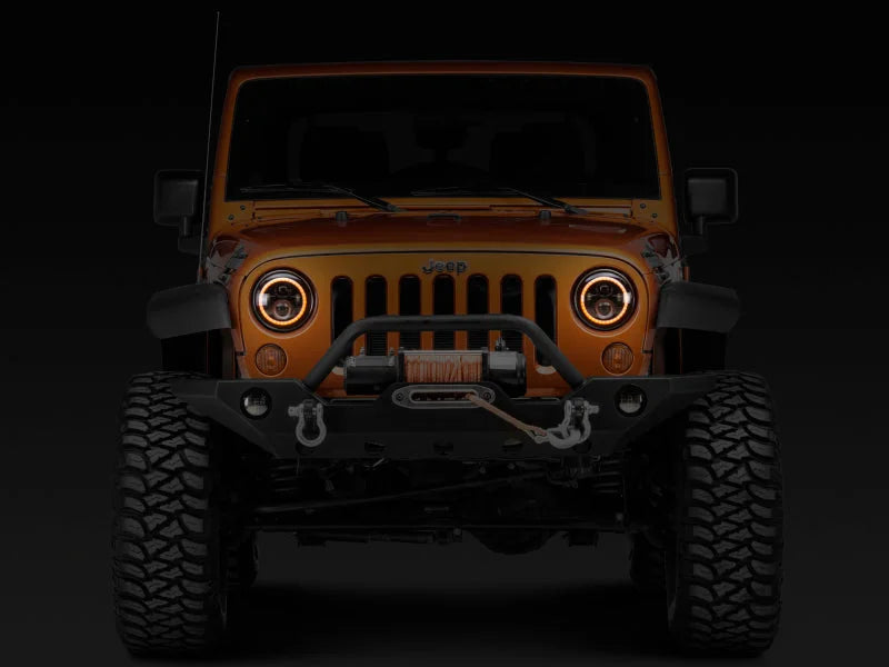Raxiom 97-18 Jeep Wrangler TJ/JK Axial Halo Headlights w/ DRL Amber Signals- Blk Hsng (Clear Lens) - Additional View 7
