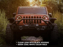 Load image into Gallery viewer, Raxiom 97-18 Jeep Wrangler TJ/JK Axial Halo Headlights w/ DRL Amber Signals- Blk Hsng (Clear Lens) - Additional View 9