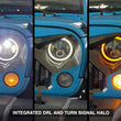 Load image into Gallery viewer, Raxiom 97-18 Jeep Wrangler TJ/JK Axial Halo Headlights w/ DRL Amber Signals- Blk Hsng (Clear Lens) - Additional View 11
