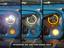 Load image into Gallery viewer, Raxiom 97-18 Jeep Wrangler TJ/JK Axial Halo Headlights w/ DRL Amber Signals- Blk Hsng (Clear Lens) - Additional View 11