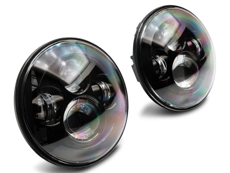 Raxiom 97-18 Jeep Wrangler TJ/JK Axial Series LED Daymaker Headlights- Black Housing (Clear Lens) - Side View
