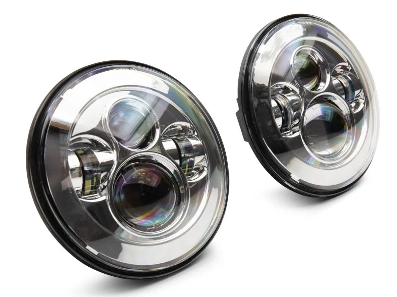Raxiom 97-18 Jeep Wrangler TJ/JK Axial Series LED Daymaker Headlights- Chrome Housing (Clear Lens) - Installation View