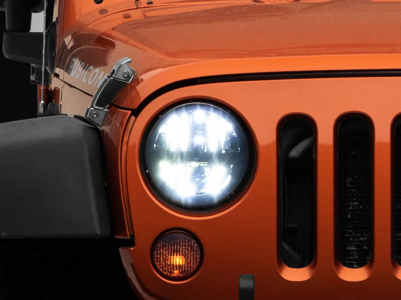 Raxiom 97-18 Jeep Wrangler TJ/JK Axial Series LED Headlights- Black Housing (Clear Lens) - Main Product View