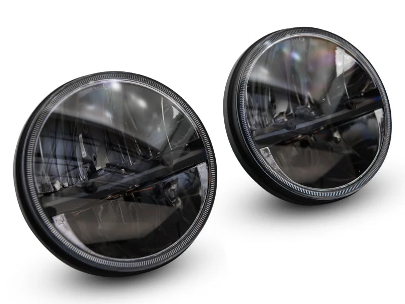 Raxiom 97-18 Jeep Wrangler TJ/JK Axial Series LED Headlights- Black Housing (Clear Lens) - Back View