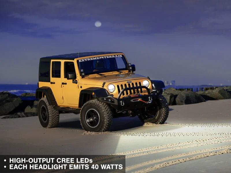 Raxiom 97-18 Jeep Wrangler TJ/JK Axial Series LED Headlights- Black Housing (Clear Lens) - Additional View 7