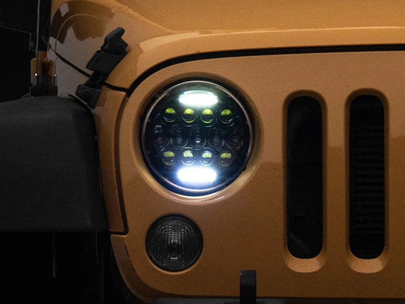 Raxiom Axial Series 13-LED Headlights- Black Housing (Clear Lens) fits 1997-2018 Jeep Wrangler / Wrangler JK - Additional ...