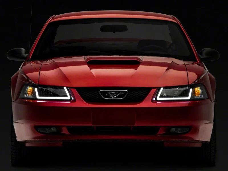 Raxiom Axial Series Headlights w/ LED Bar - Black Housing (Clear Lens) fits 1999-2004 Ford Mustang - Additional View 5
