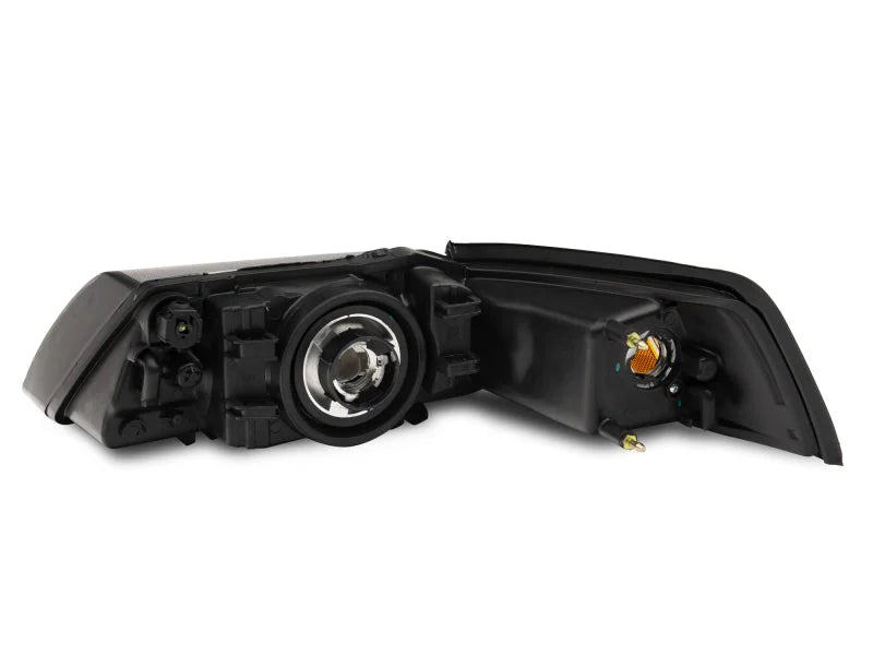 Raxiom Axial Series OEM Style Replacement Headlights - Black Housing (Clear Lens) fits 1999-2004 Ford Mustang - Side View
