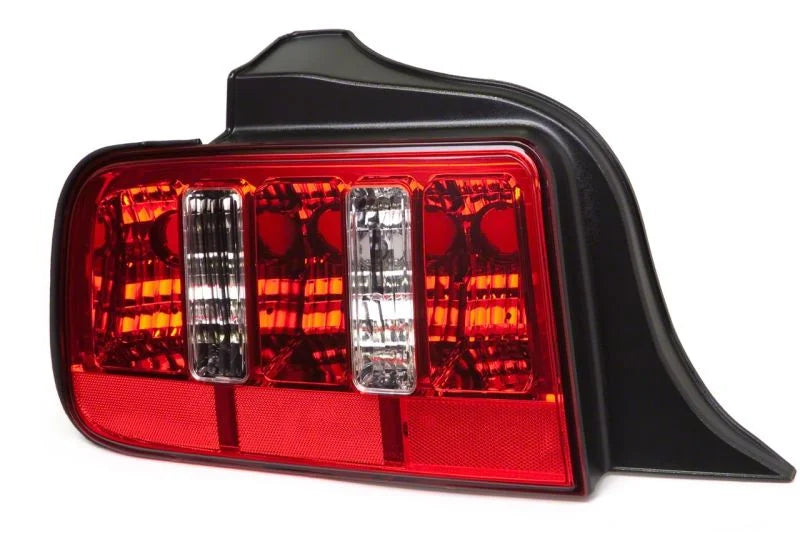 Raxiom Tail Lights- Chrome Housing - Red/Clear Lens fits 2005-2009 Ford Mustang Coyote - Side View