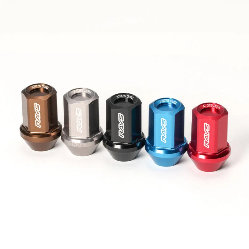 Rays M12x1.25 5 holes 16pcs nut, 4pcs Lock nut, 1 adapter & 1 lock nut key - Black - Side View