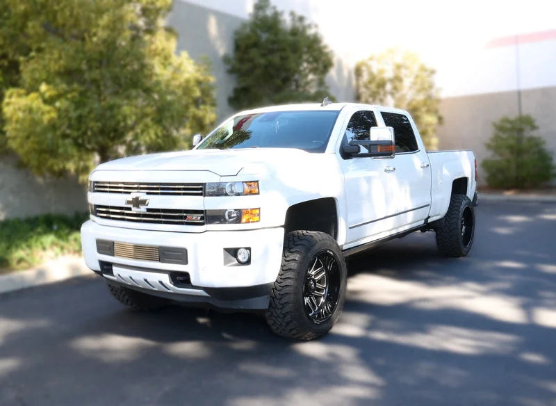 RealTruck 15-19 Chevy Silverado 25/3500HD CC Dsl 4dr VoltStep Electric Running Board Kit - Tex. Blk - Back View