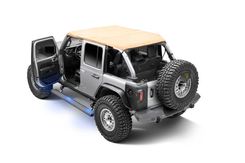 RealTruck 18-24 Jeep Wrangler 4dr VoltStep Electric Running Board Kit (Drilling Req.) - Tex. Blk - Back View