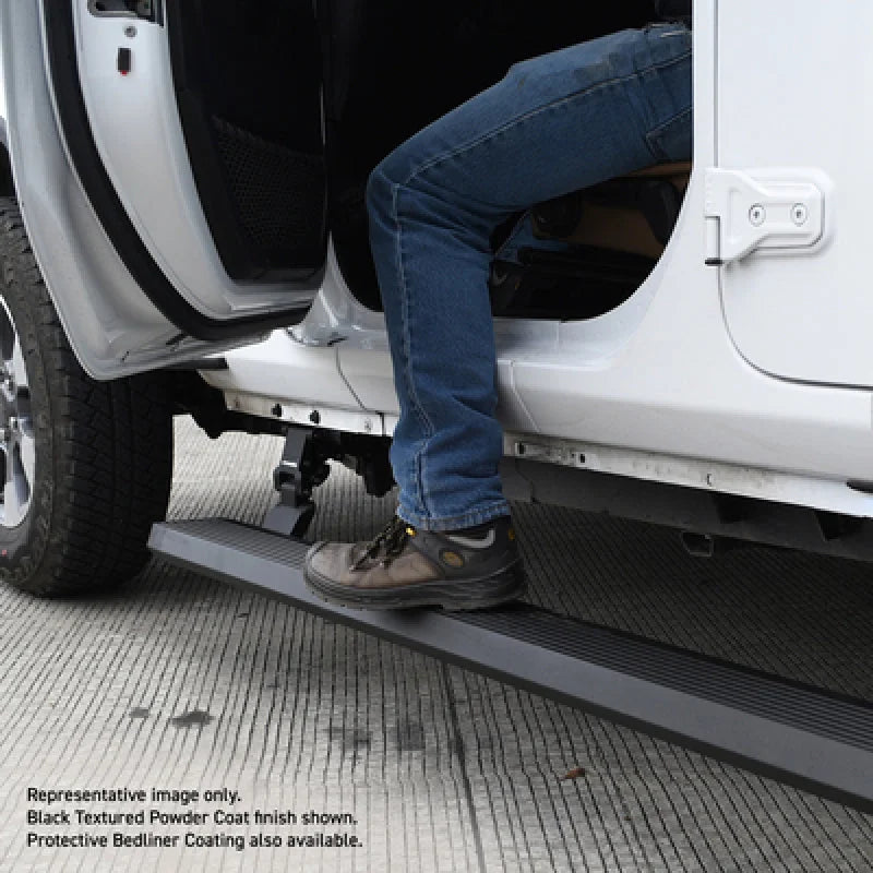 RealTruck 20-24 Jeep Gladiator CC 4dr VoltStep Electric Running Board Kit (Cut/Drill Req.) - Tex Blk - Back View