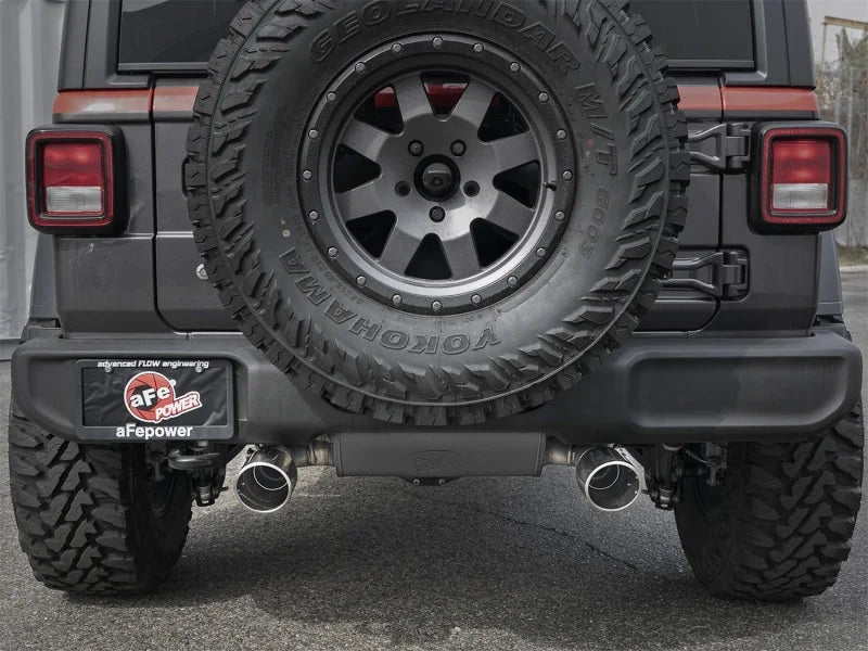 Rebel Series 2.5in 304 SS Cat-Back Exhaust w/ Polished Tips 2018+ Jeep Wrangler (JL) V6 3.6L - Back View