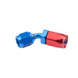 Load image into Gallery viewer, Redhorse Performance 4AN 45Deg Female Alum Hose End Red Blue 6045-04-1