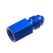 Load image into Gallery viewer, Redhorse Performance 4AN Male to 1/8in NPT FM Gauge Adapter STR Blue 9195-04-02-1