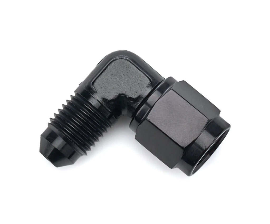 Redhorse Performance 4AN male to 4AN Female Fitting  90-Deg  Black 8290-04-04-2