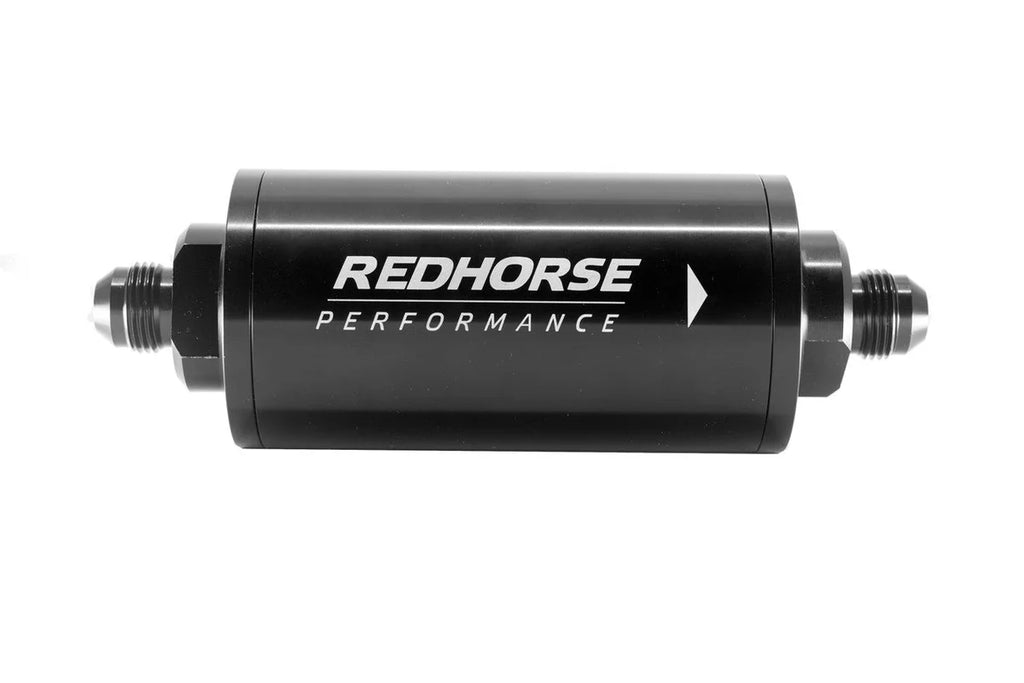 Redhorse Performance 6in Cylindrical In-Line Race Fuel Filter w/6an 4651-06-2-10