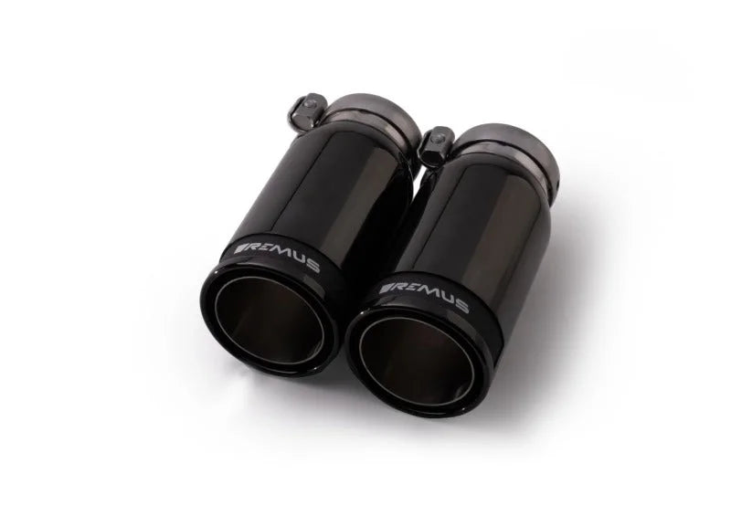 Remus Stainless Steel 84mm Black Chrome Straight w/Carbon Insert Tail Pipe Set (Pair)