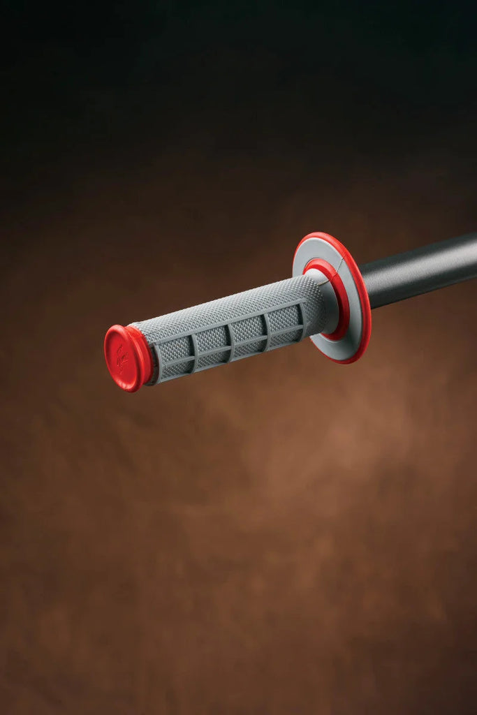 Renthal MX Dual Compound Grips 1/2 Waffle - Grey/ Red - Main Product View