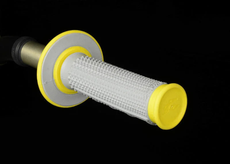 Renthal MX Dual Compound Grips Tapered 1/2 Waffle - Grey/ Yellow - Side View